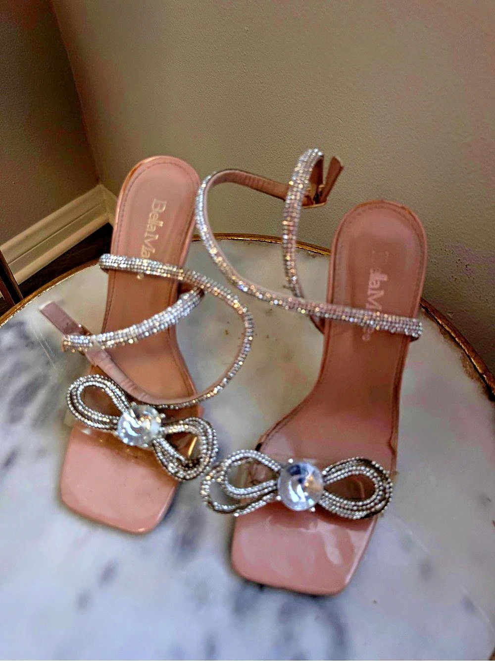 Rhinestone Crystal Formal Wraparound Bow Heels